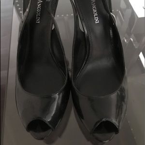 Black patent leather platform